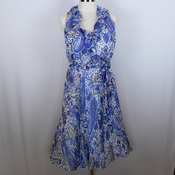 Lauren Ralph Lauren Dresses & Skirts - Lauren Ralph Lauren Silk Paisley Ruffle Wrap Dress